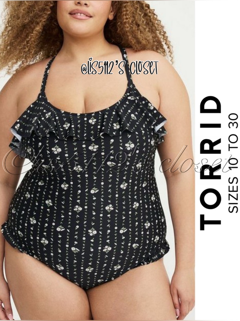 Torrid Daisy Chain Print Wireless Ruffle Cheeky One Piece Swimsuit 1X 14 16
